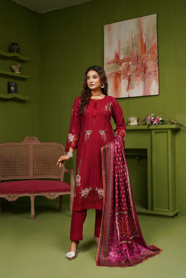 Munira 7 Chic Dhanak Blood Red
